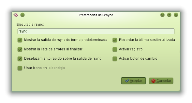 preferencias de grsync