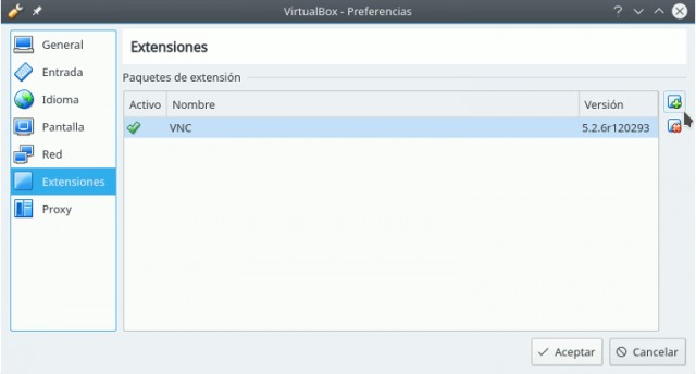 instalar extension pack en virtualbox