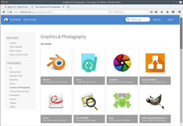 Flathub aplicaciones disponibles