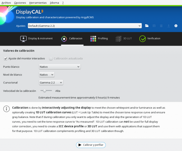 displaycal, calibracion, punto blanco nativo