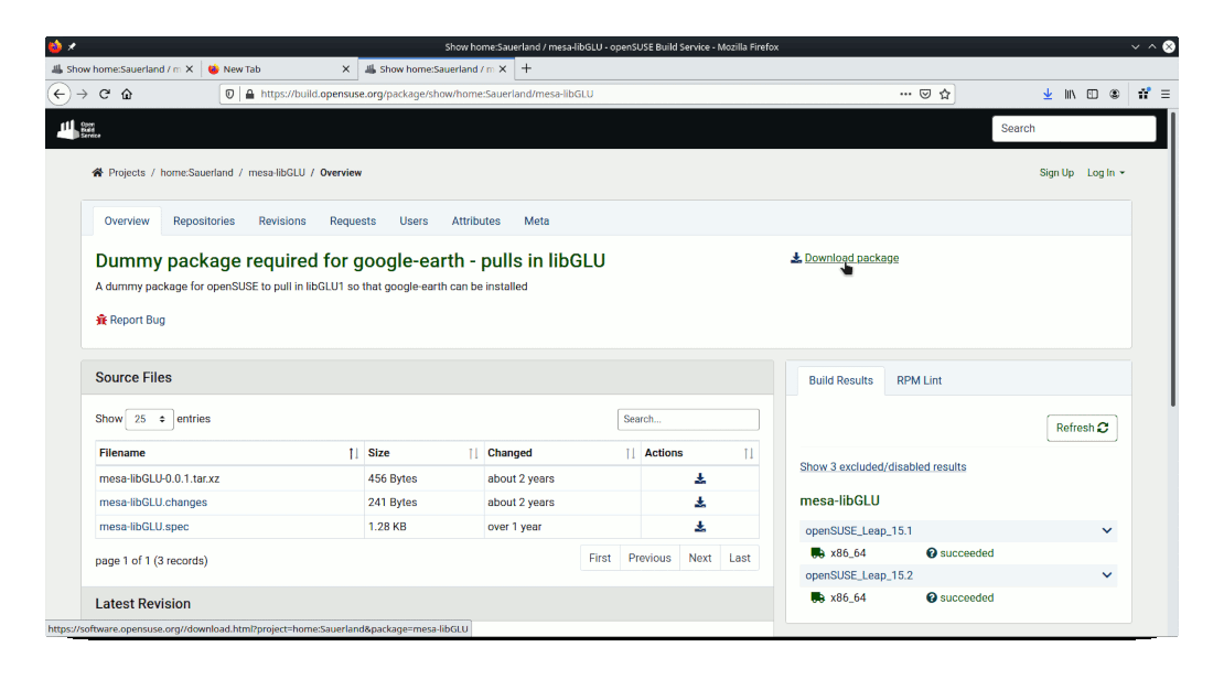google earth en opensuse