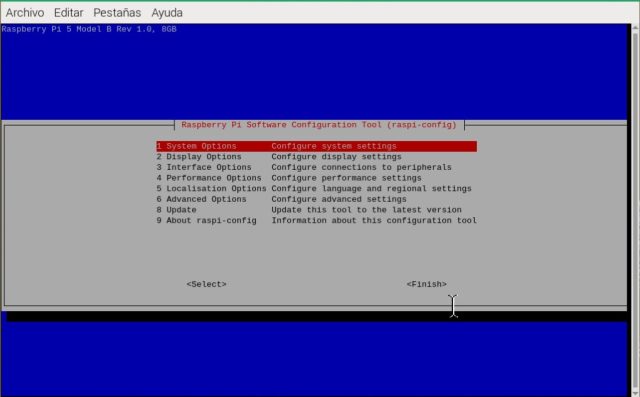 Despues de instalar raspberry pi os. raspi-config